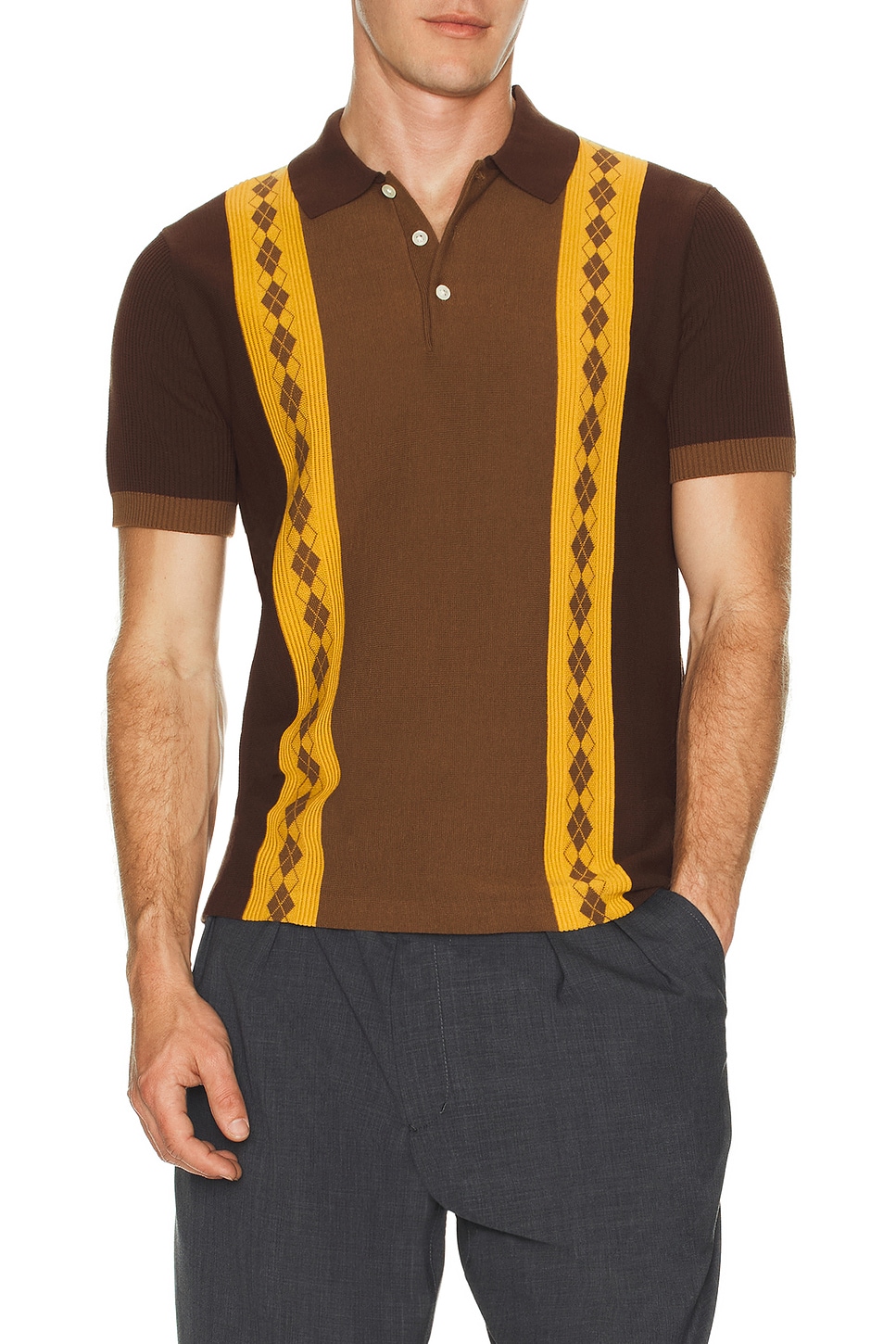 Knit Polo Stripe Argyle - Thumbnail 3