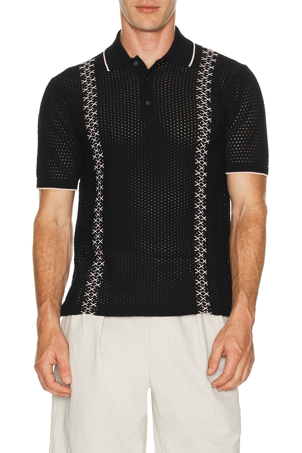 Knit Polo Mesh Stripe - Thumbnail 3