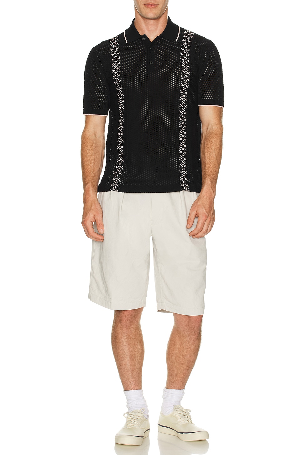 Knit Polo Mesh Stripe - Thumbnail 4