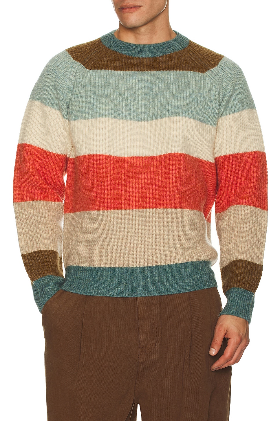 Beams Plus Crew Multi Stripe 5g Sweater in Multi | REVOLVE