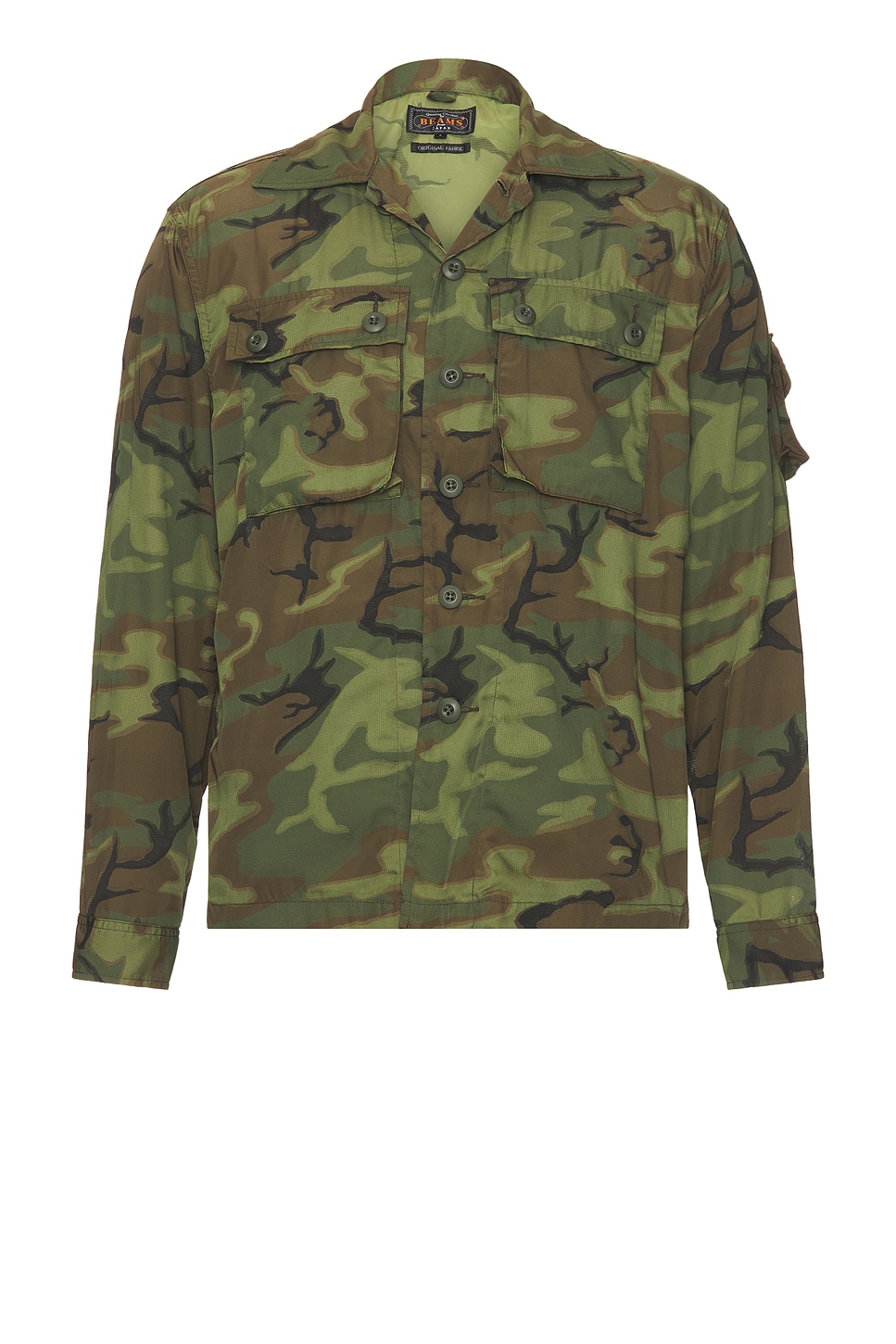 Beams Plus Mesh Camo Jacquard Mapping Print Shirt in Camo in