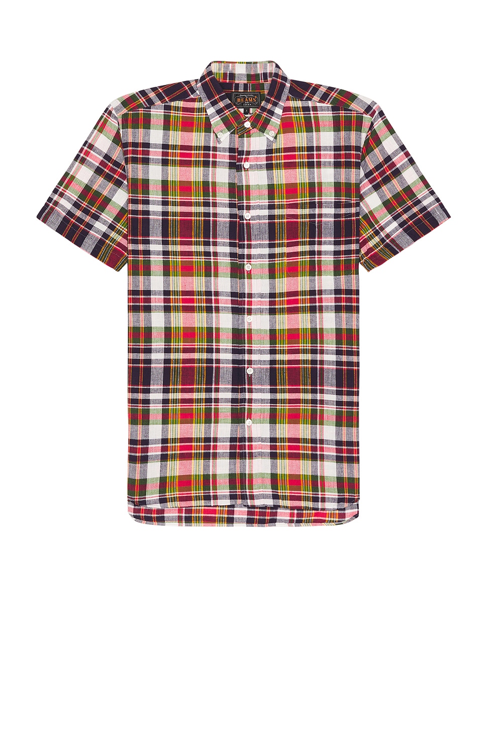 Beams Plus B.d. Short Sleeve Indian Madras Shirt in Navy | REVOLVE