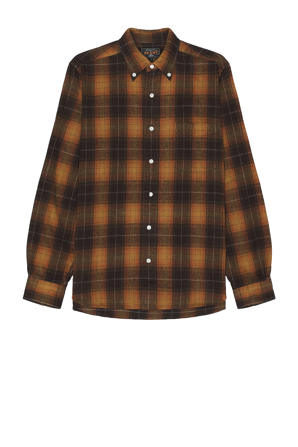 Beams Plus B.d. 30/2 Shaggy Check Shirt in Orange | REVOLVE