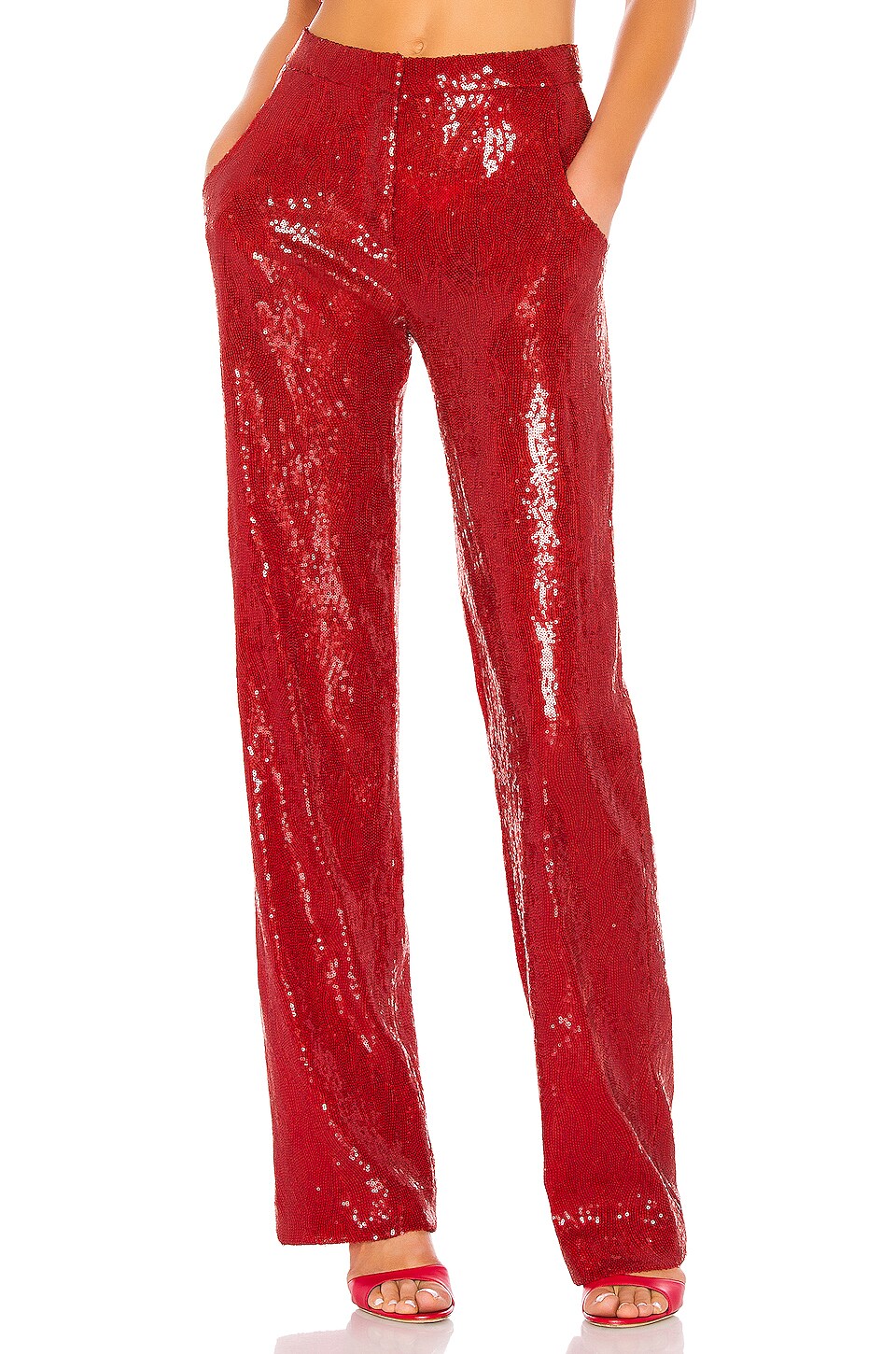 BROGNANO Tailored Sequin Pant in Red ...