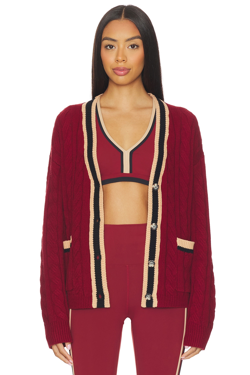 (取寄) ビーチライオット レディース ジーン カーディガン Beach Riot women Gene Cardigan Maroon Merlot Color-Block BEACH RIOT GENE カーディガン - Maroon Merlot Colorblock | REVOLVE