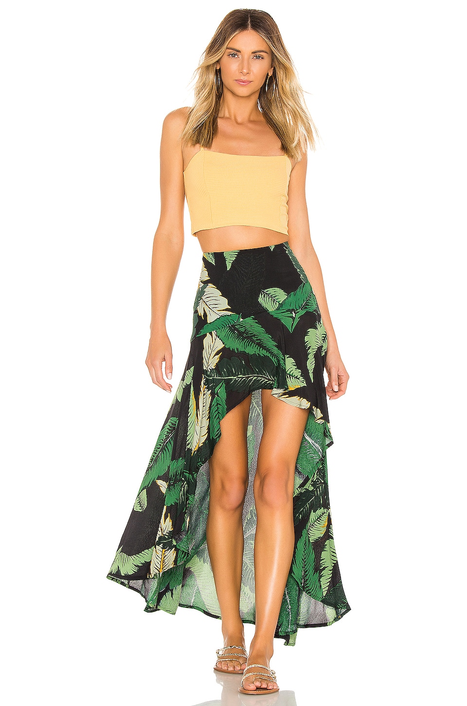 BEACH RIOT Rachel Skirt in Black Palm | REVOLVE