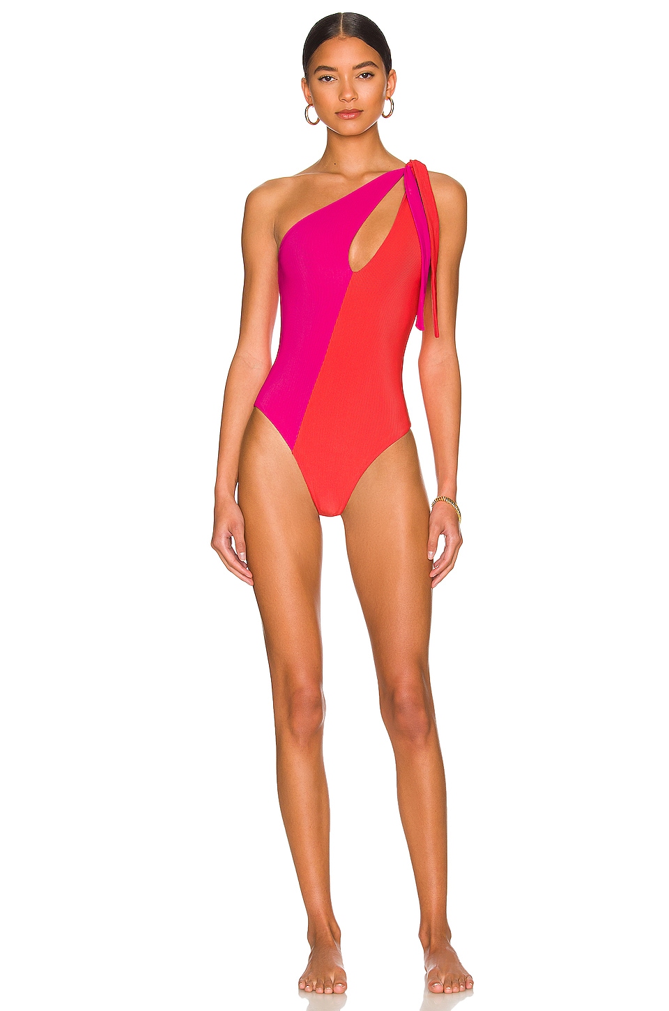 BEACH RIOT Nia One Piece in Magenta Coral REVOLVE