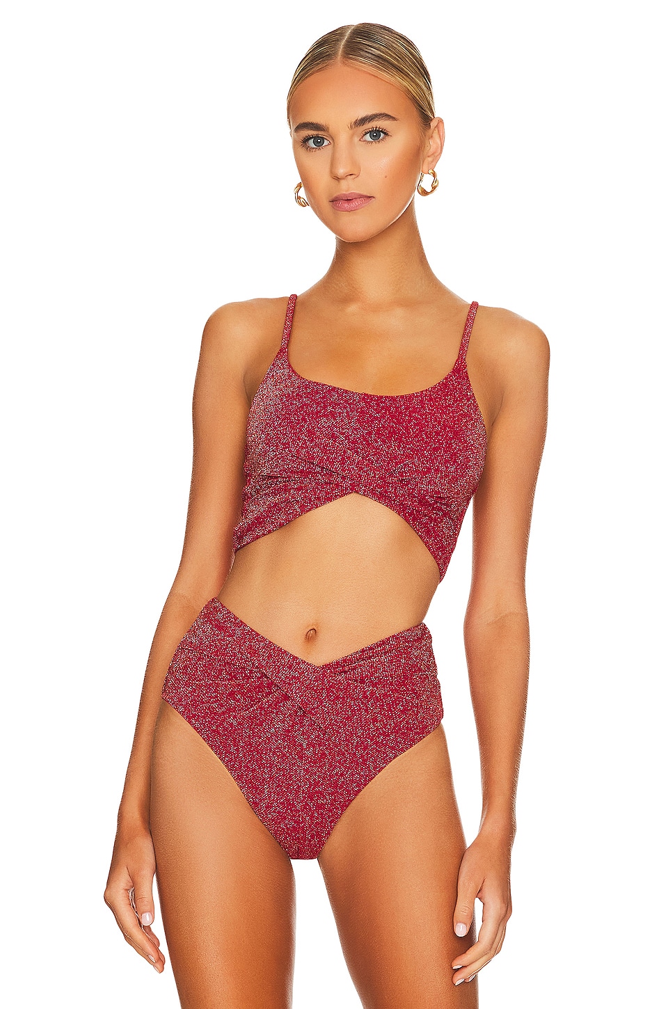 BEACH RIOT Kenzie Bikini Top in Jolly Red Shine