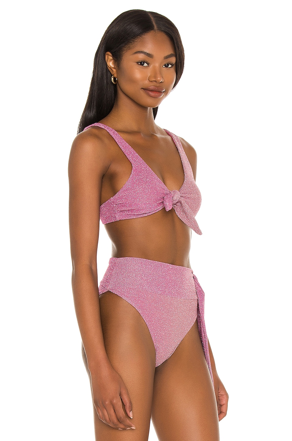 BEACH RIOT Grace Bikini Top in Pink Shine Ombre