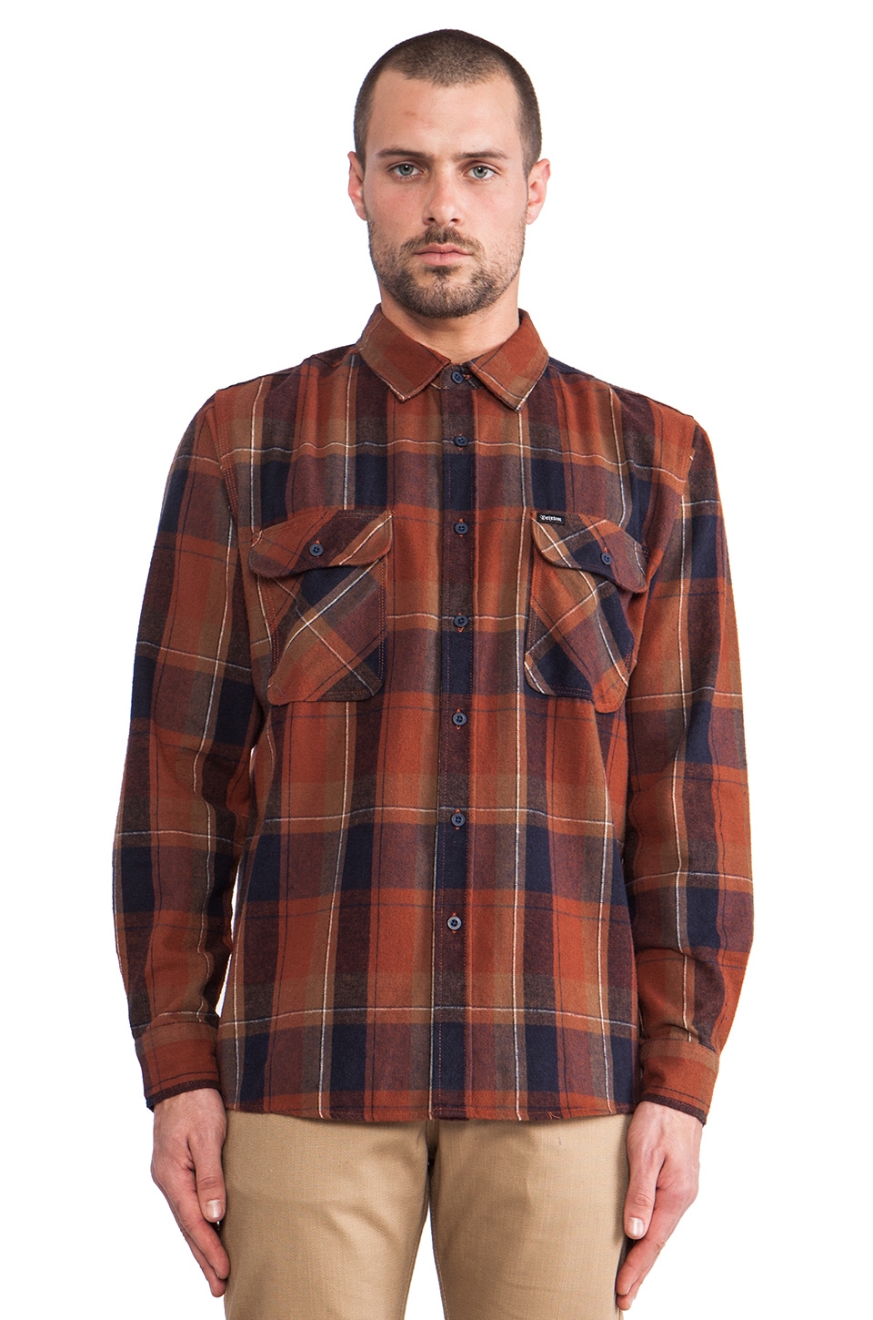 brixton bowery flannel rust