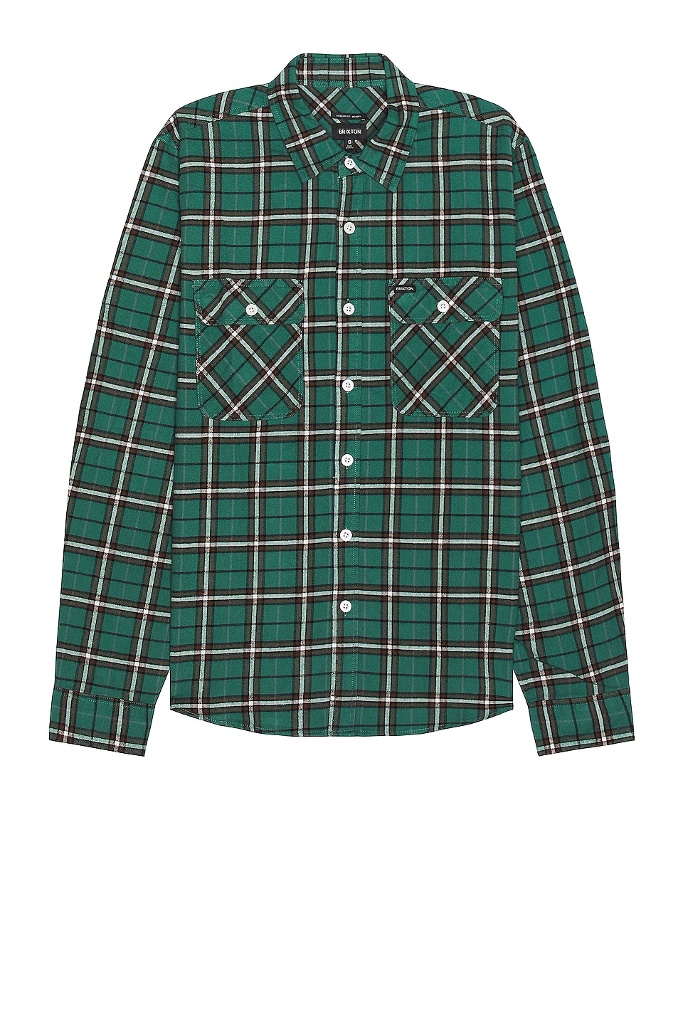Brixton Bowery Summer Weight Flannel Shirt in OFF WHITE/DARK EARTH ...