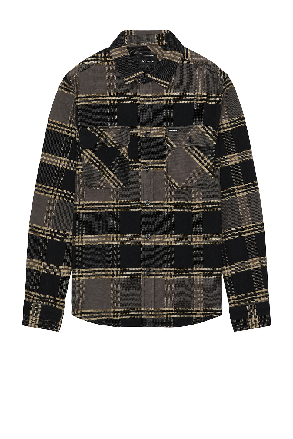 Brixton Bowery Heavy Weight Flannel in Black & Beige | REVOLVE