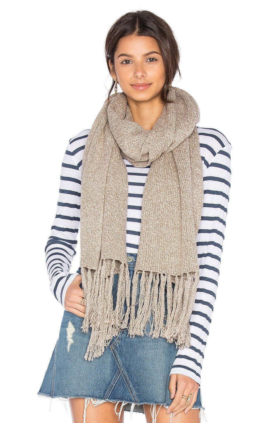 Revolve Women Accessories Scarves Structured Rib Scarf in Taupe. 