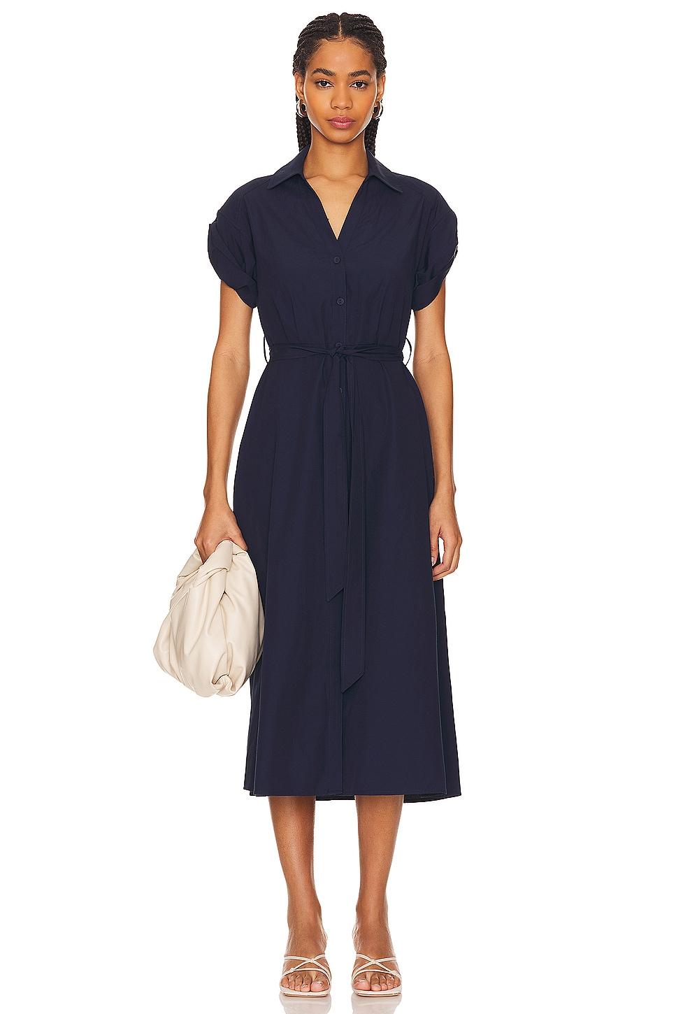 Brochu Walker Fia Belted Dress in Navy | REVOLVE