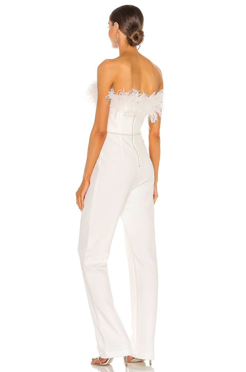 white feather jumpsuit