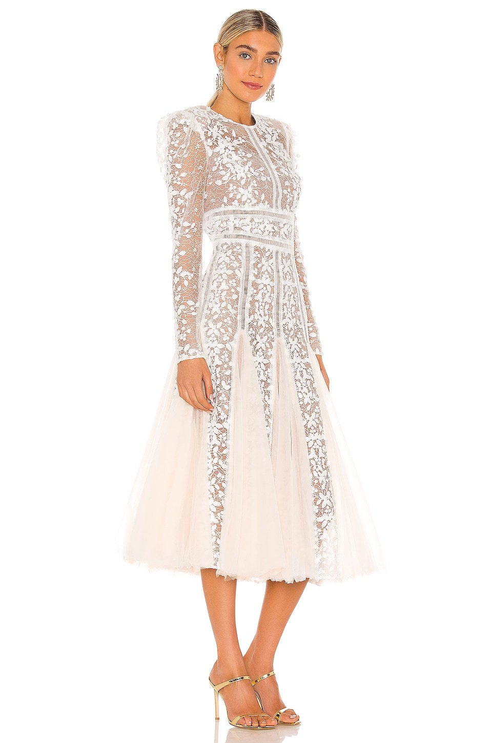 Bronx and Banco Megan Bridal Midi Dress in White