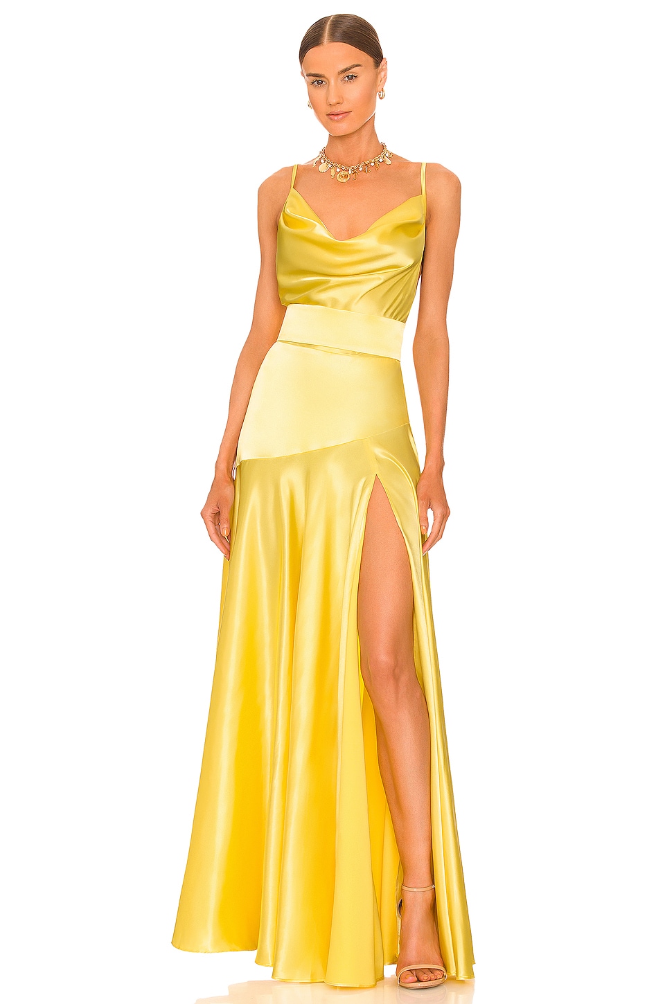 Yellow Stormi side-slit tulle maxi dress | Staud | MATCHES UK