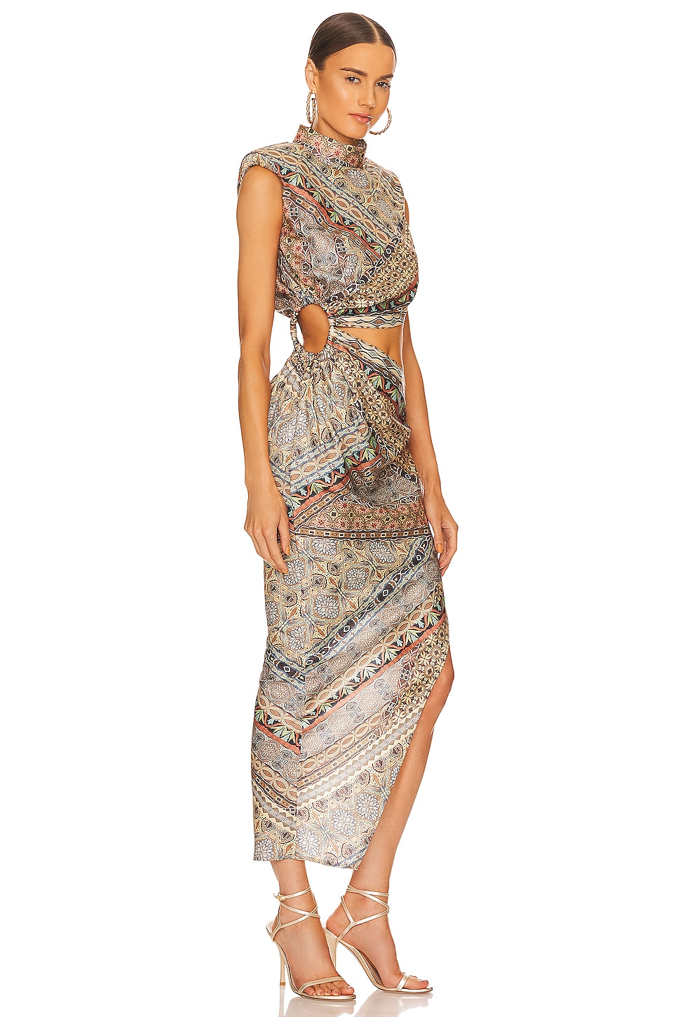 Bronx and Banco Paisley Cutout Midi Dress in Multicolor
