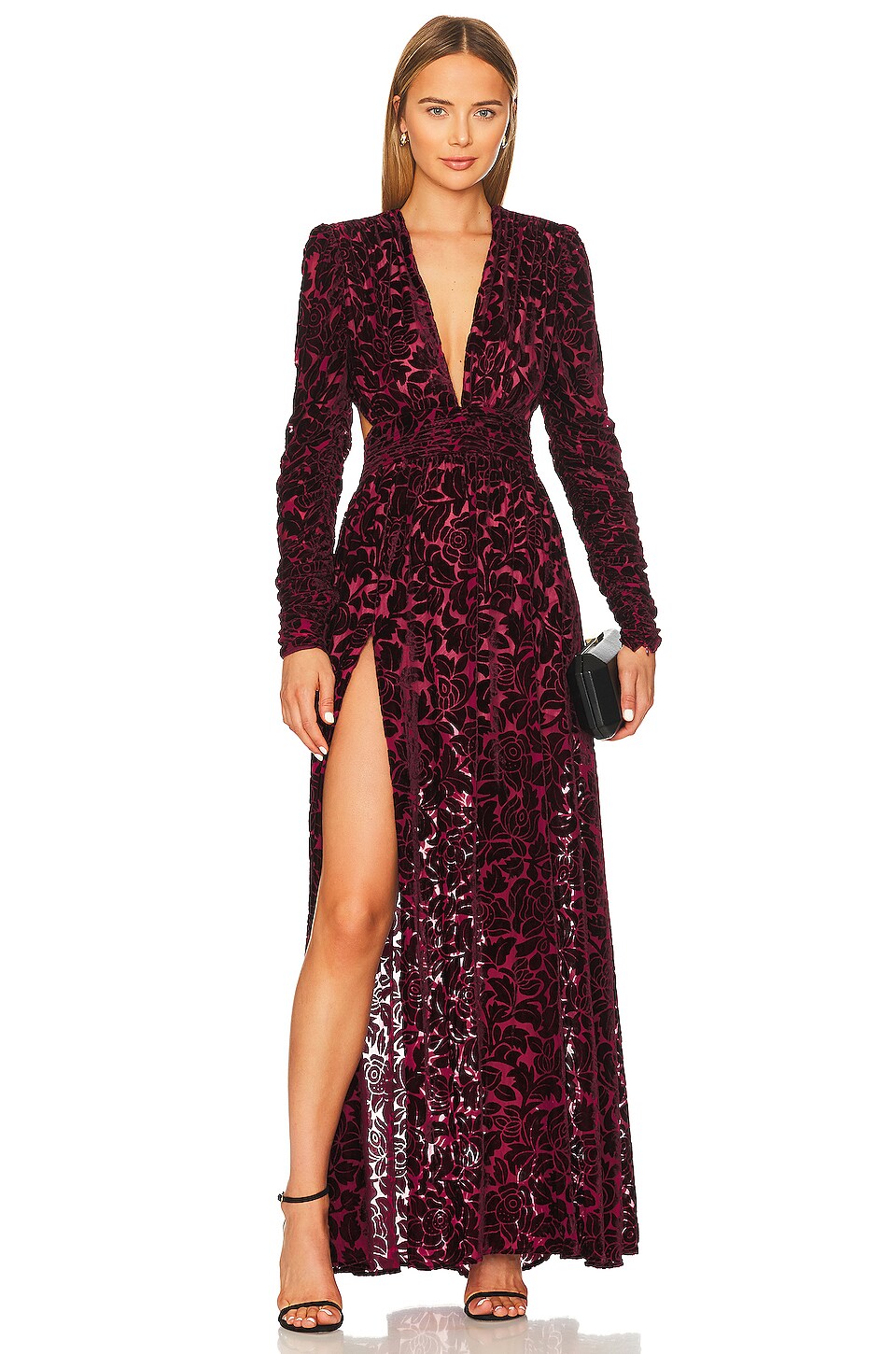 Velvet V-Neck Maxi Dress
