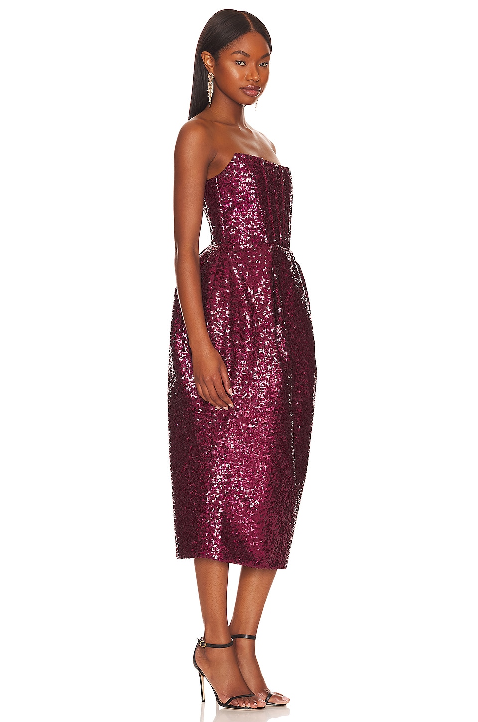 Bronx and Banco Maraya Sequin Midi Corset in Maroon
