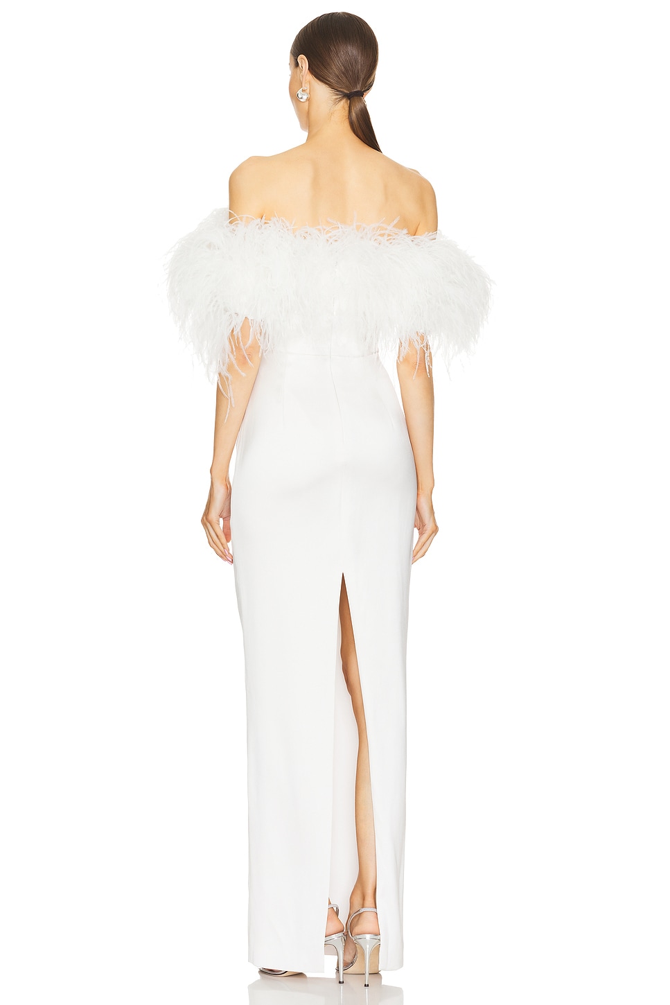 Bronx and Banco Lola Blanc Strapless Feather Gown