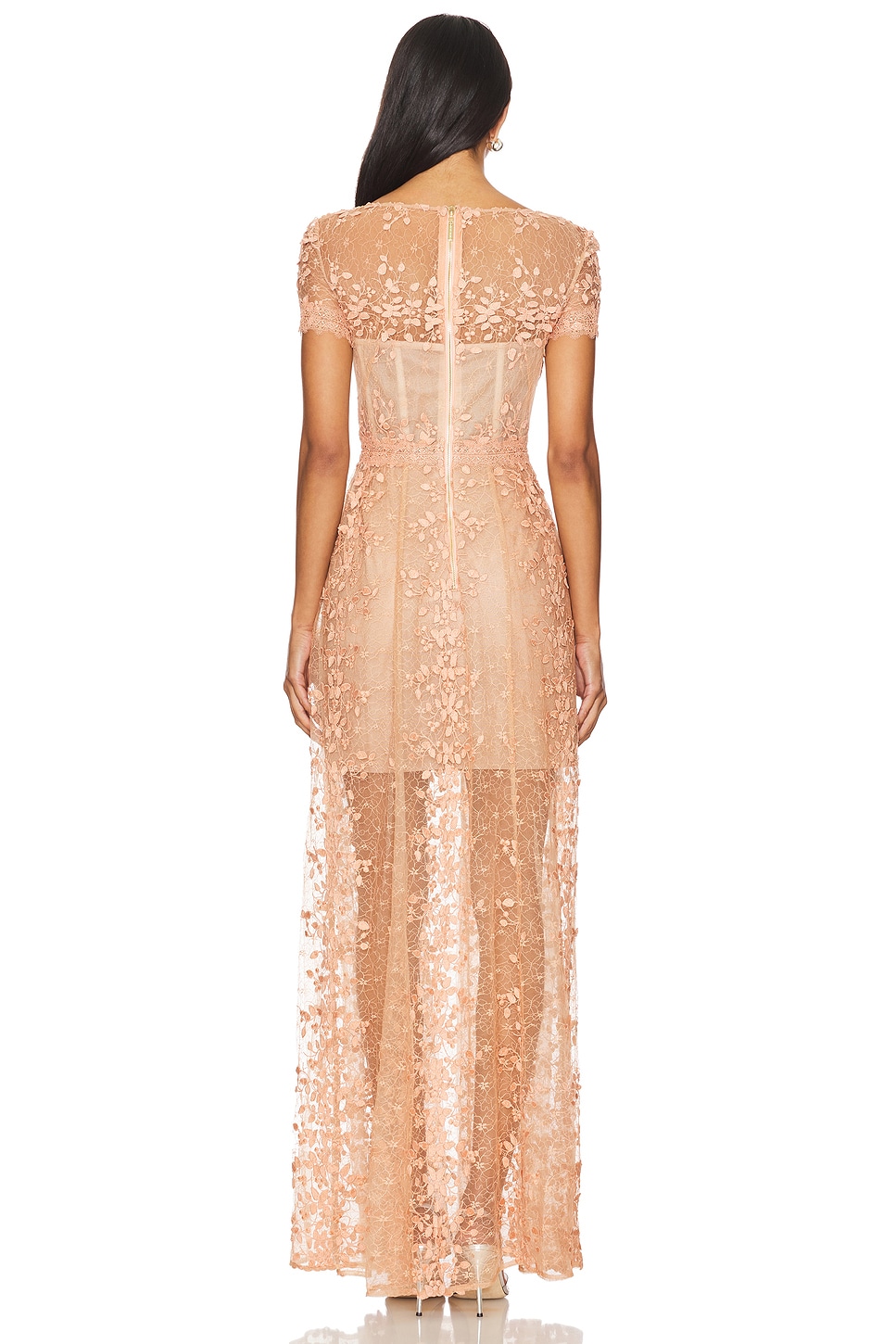 Bronx and Banco Megan Cap Sleeve Gown in Beige | REVOLVE