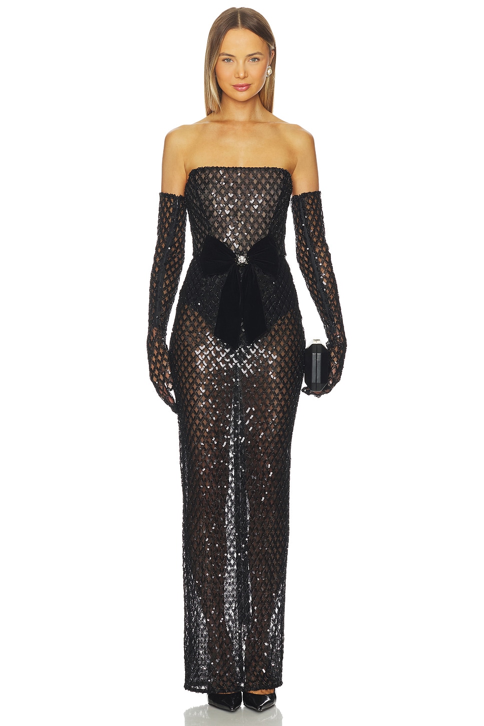 fitted lace wedding dress Slip Sequined Maxi Dress With Shorts Pants Gloves – CHICIDA main image 0