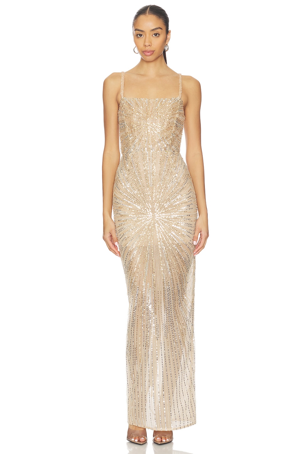 knee length dresses for ladies Giselle Silver Sequin Gown main image 0