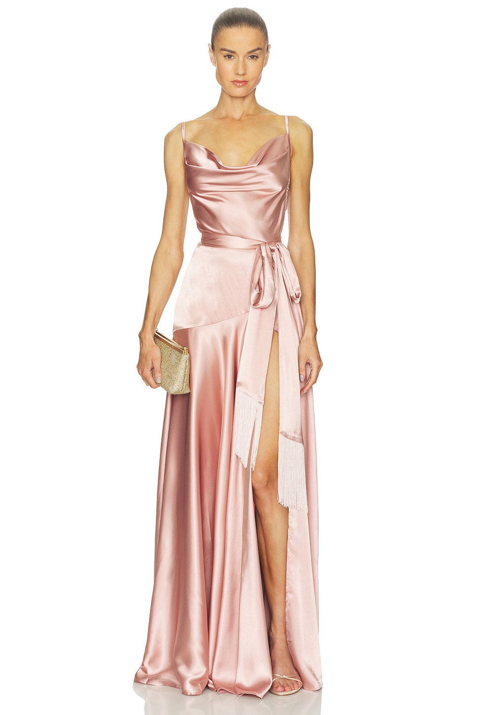 bronx and banco leo maxi dress Bronx and Banco Leo Belted Cowl-Neck Gown
