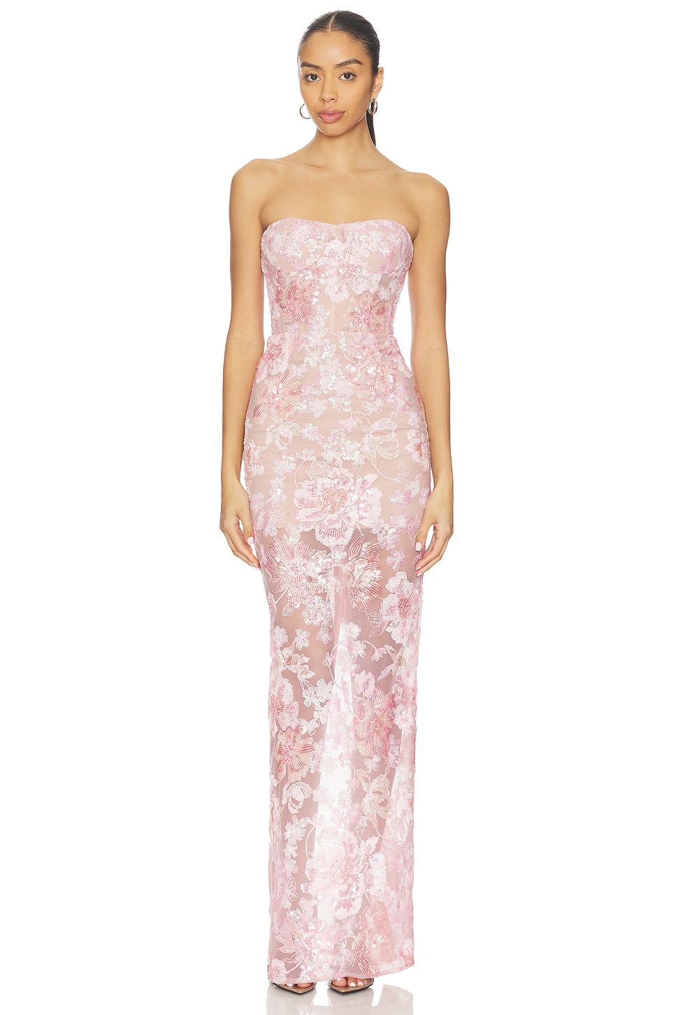 Capri Sequin Dahlia Strapless Maxi Dress
