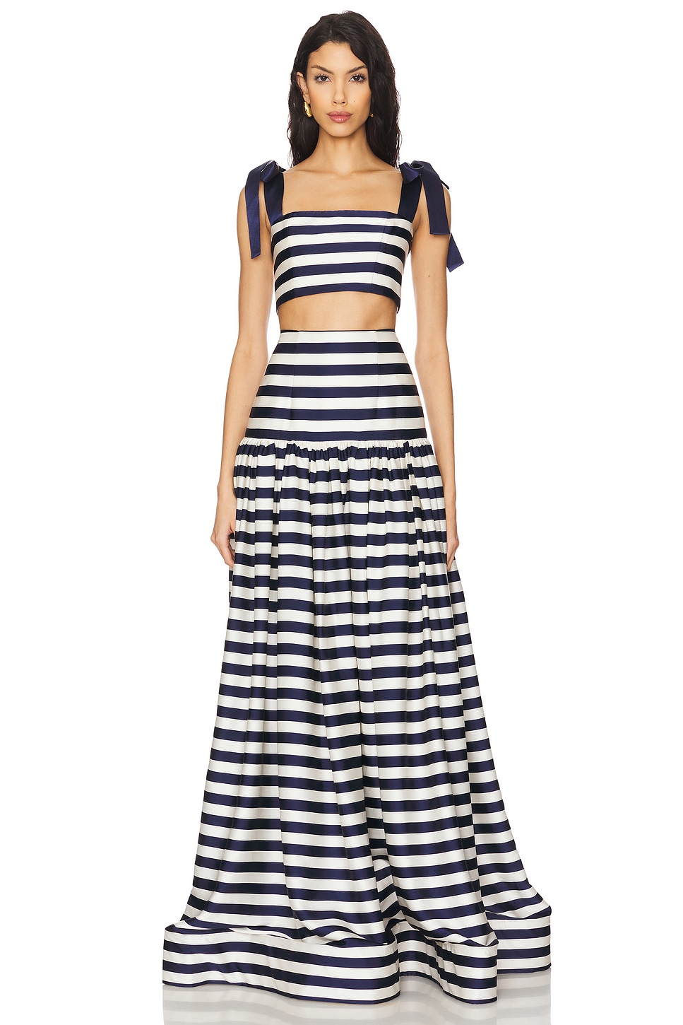 Bronx and Banco Quinn Striped Maxi Skirt in Navy & White