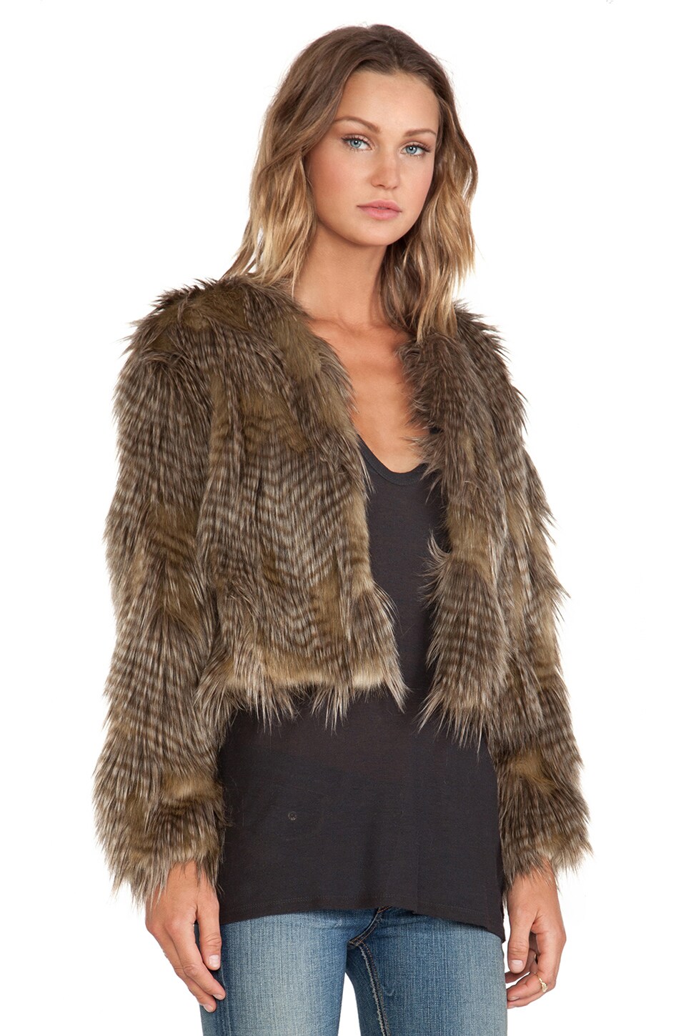 lauren 人造皮草外套