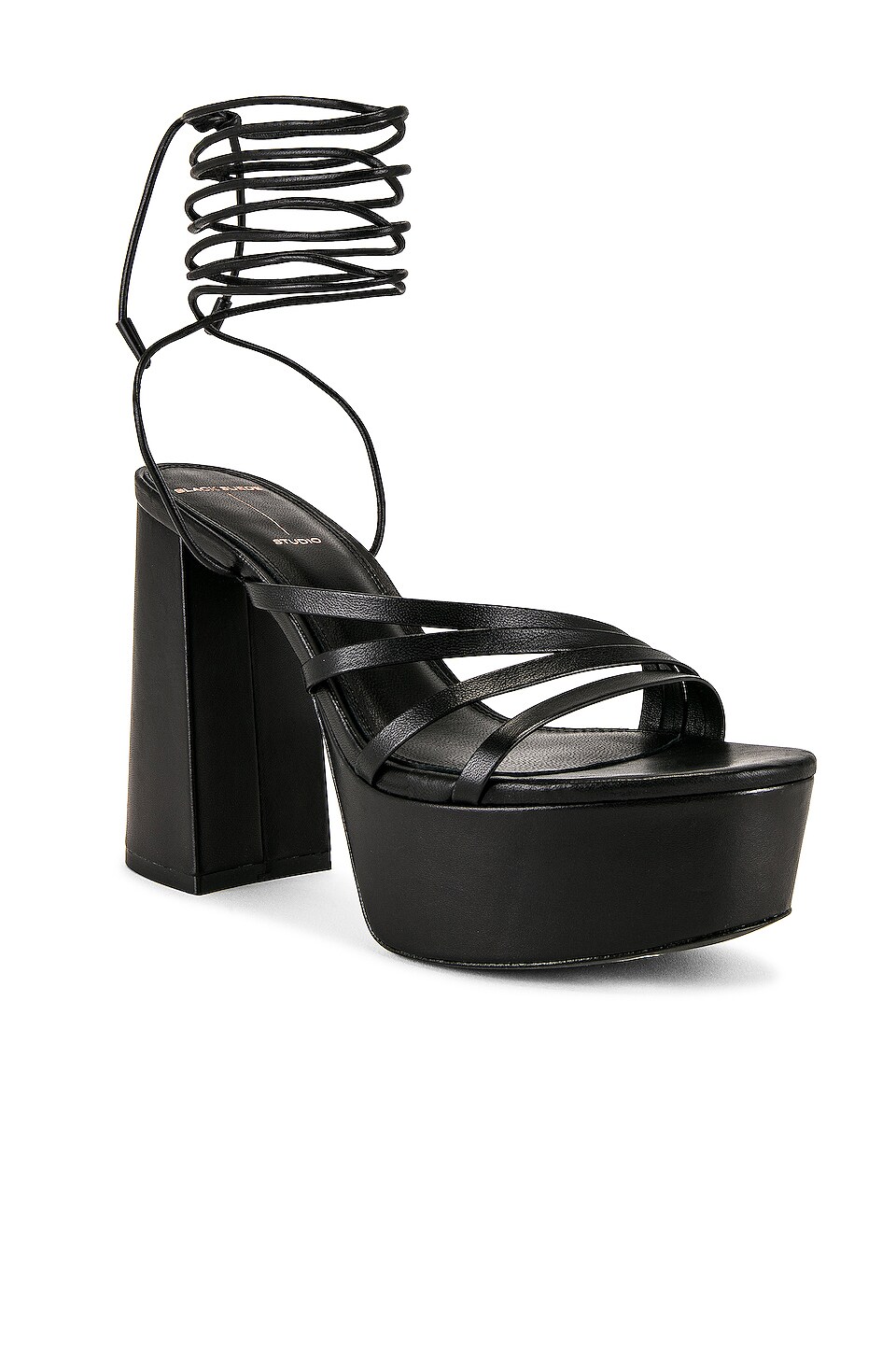 BLACK SUEDE STUDIO Elsa Strappy Platform Sandal in Black