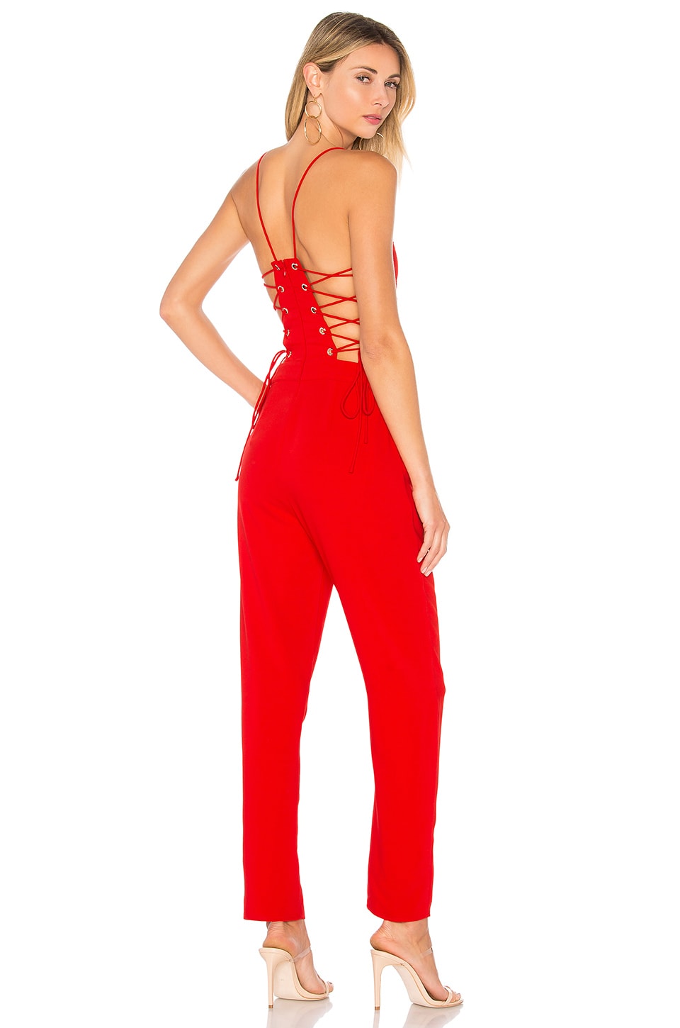 red strappy jumpsuit