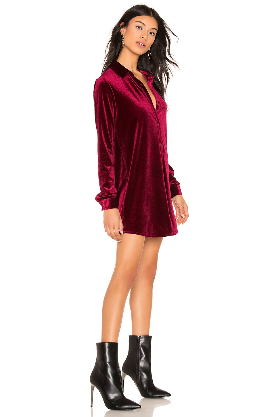superdown Vella Velvet Mini Dress in Wine Red