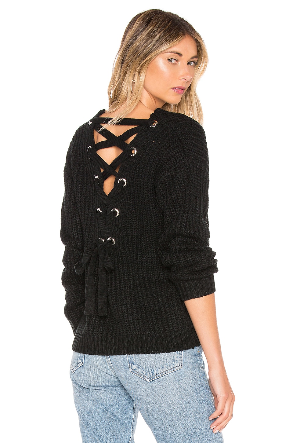 lace up back sweater