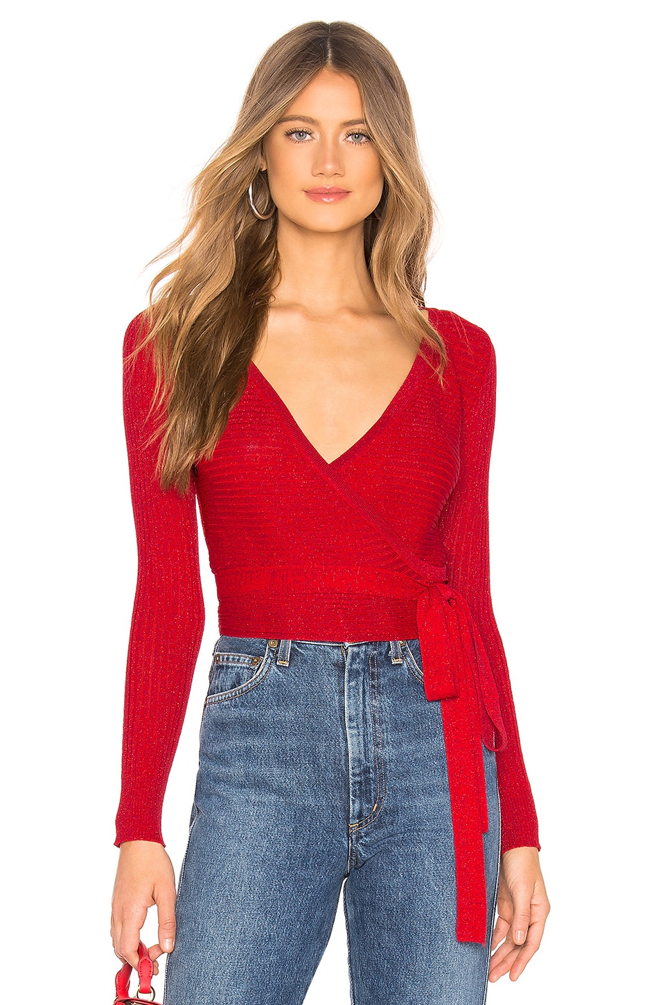 view 1 of 4 Mary Lurex Wrap Sweater in Red Metallic