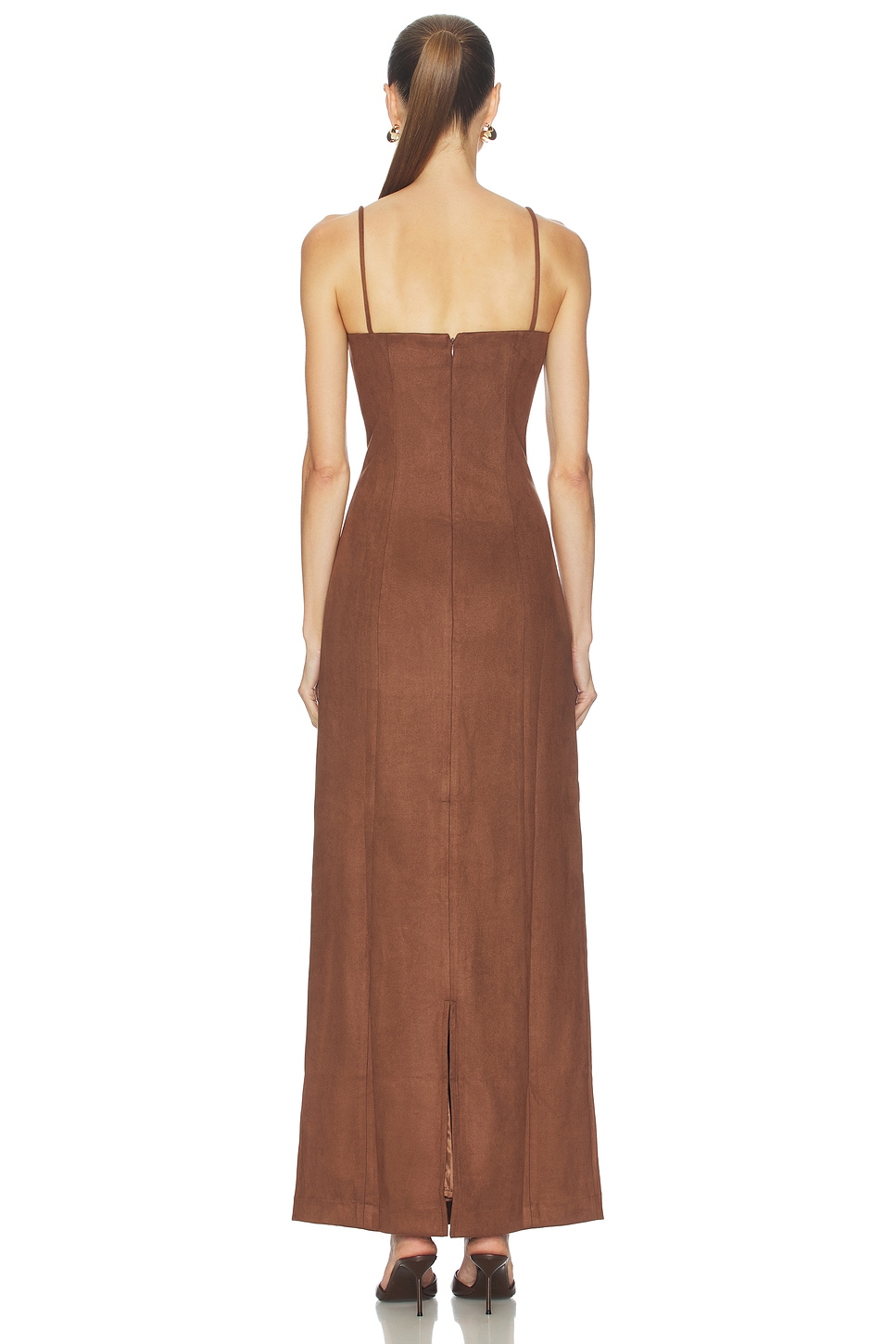 Bubish Gabriela Faux Suede Maxi Dress in Brown - Size aus 12/US L