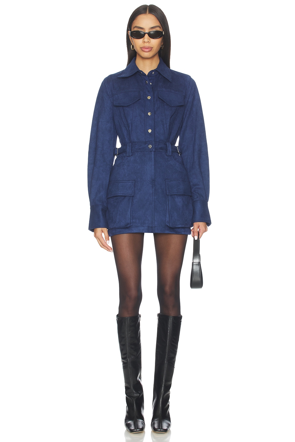 Bubish Celine Faux Suede Shirt Dress in Ink Blue | REVOLVE Bubish Celine Faux Suede Shirt Dress in Ink Blue | REVOLVE