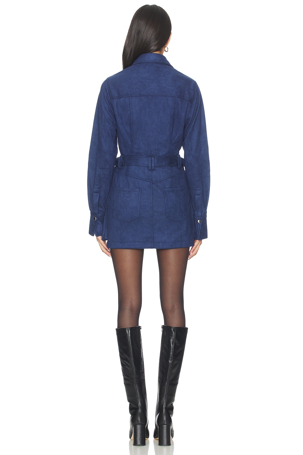 blue floral semi formal dress Faux Suede Corset Jacket Mini Dress - Dark Blue