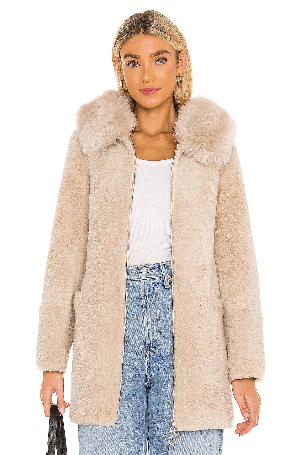 Bubish Molly Faux Fur Jacket in Light Beige | REVOLVE