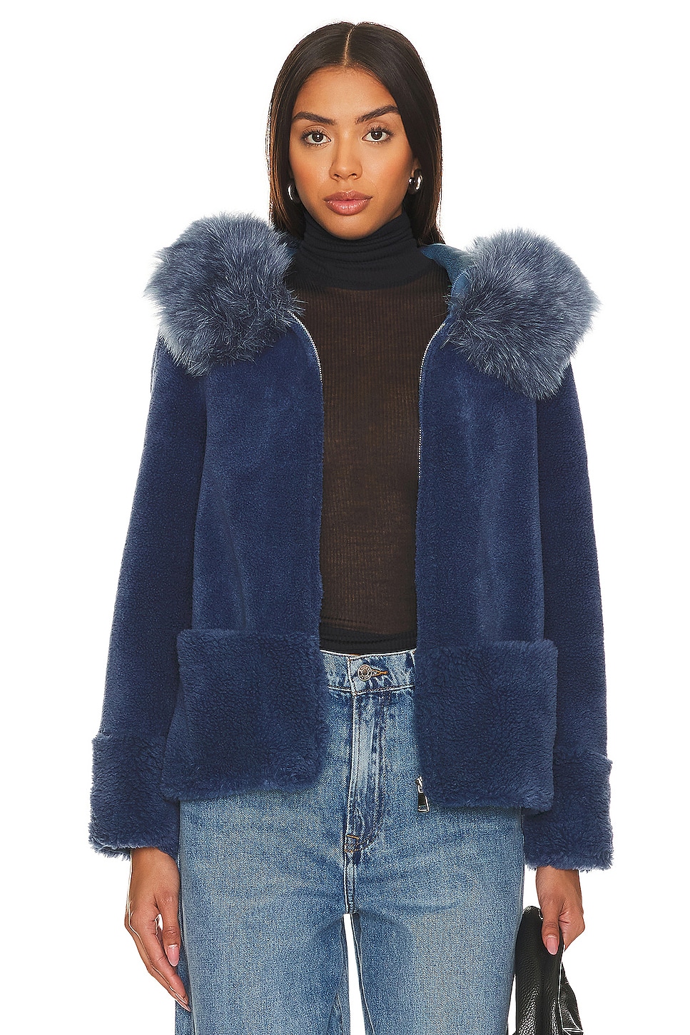 OW Collection Berlin Faux Fur Jacket in Lavender