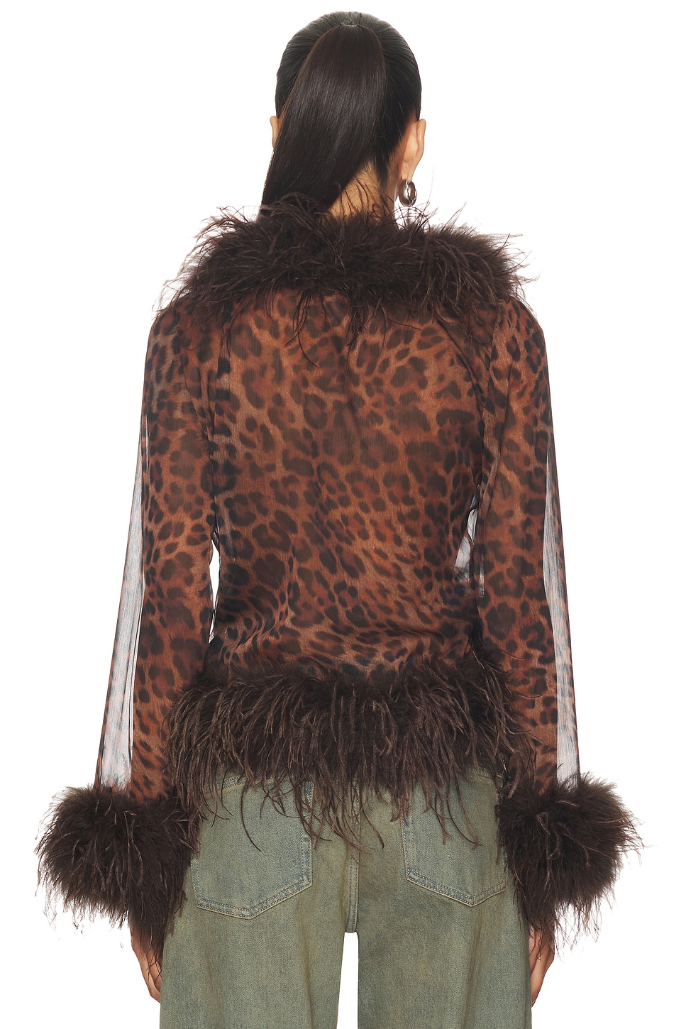 Bubish Gigi Sheer Feather Blouse Top