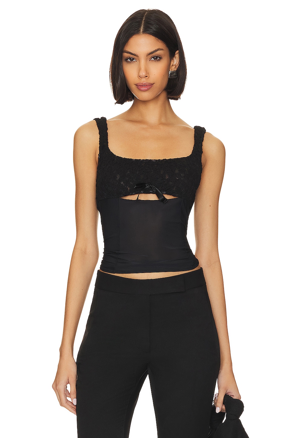 DUNDAS x REVOLVE Leather Corset Top in Black