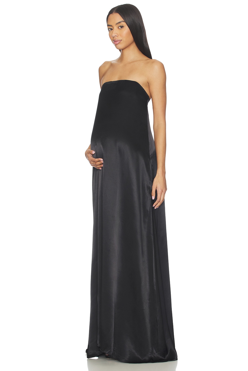 BUMPSUIT Brushed Satin Gown in Black | REVOLVE
