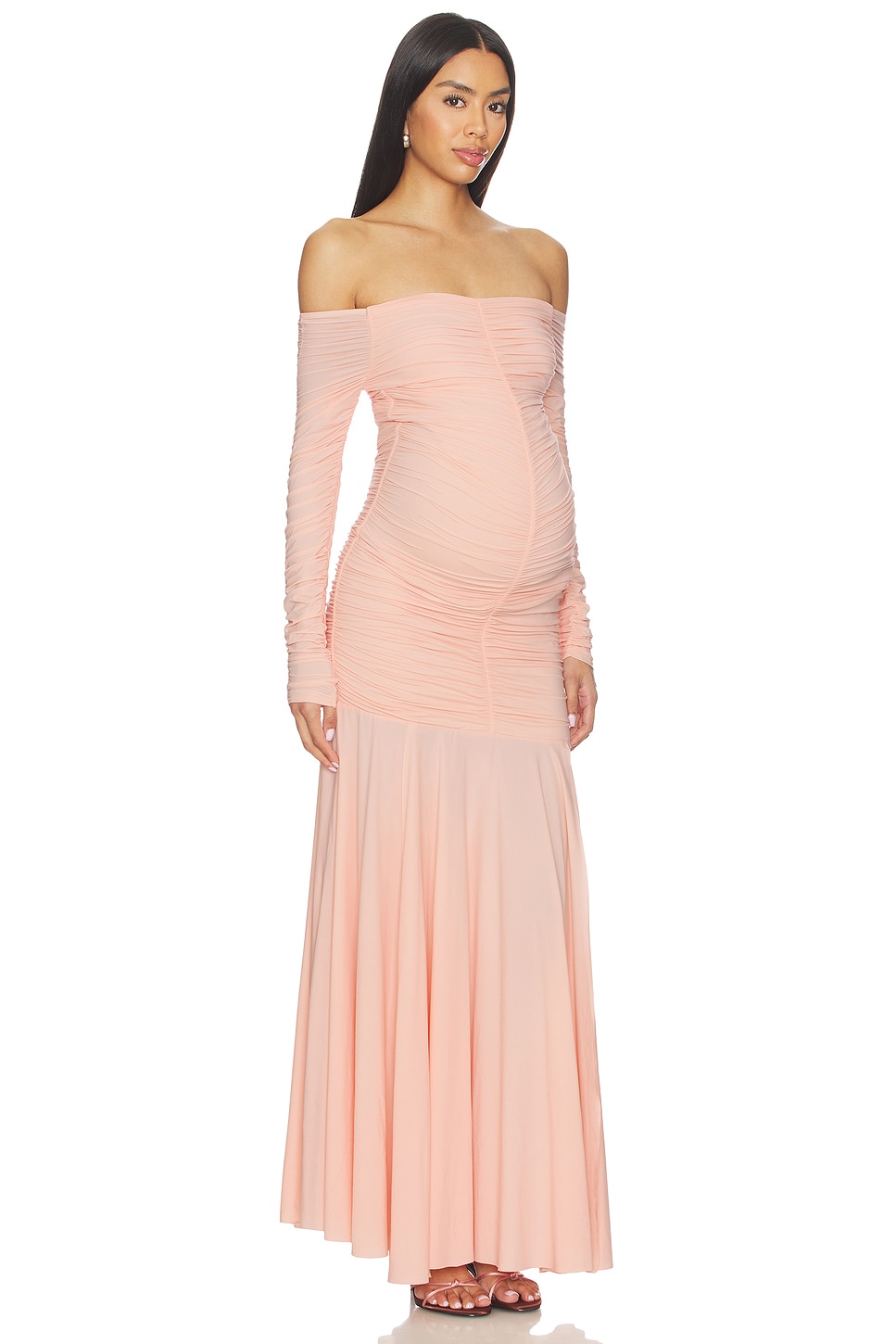BUMPSUIT Airbrush Off The Shoulder Dress in Dusty Pink | REVOLVE