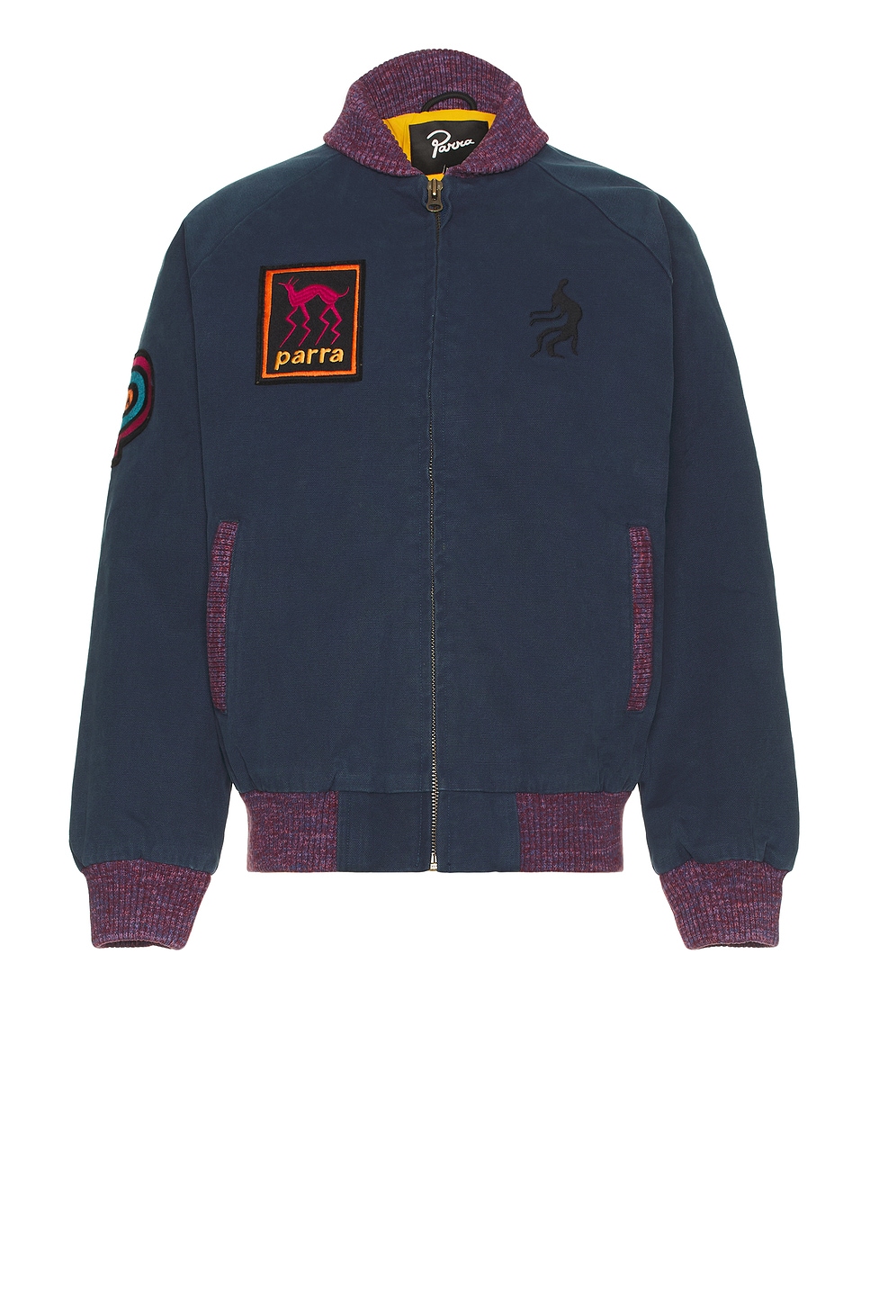 By Parra Skull Stalker Varsity Jacket in Washed Blue | REVOLVE