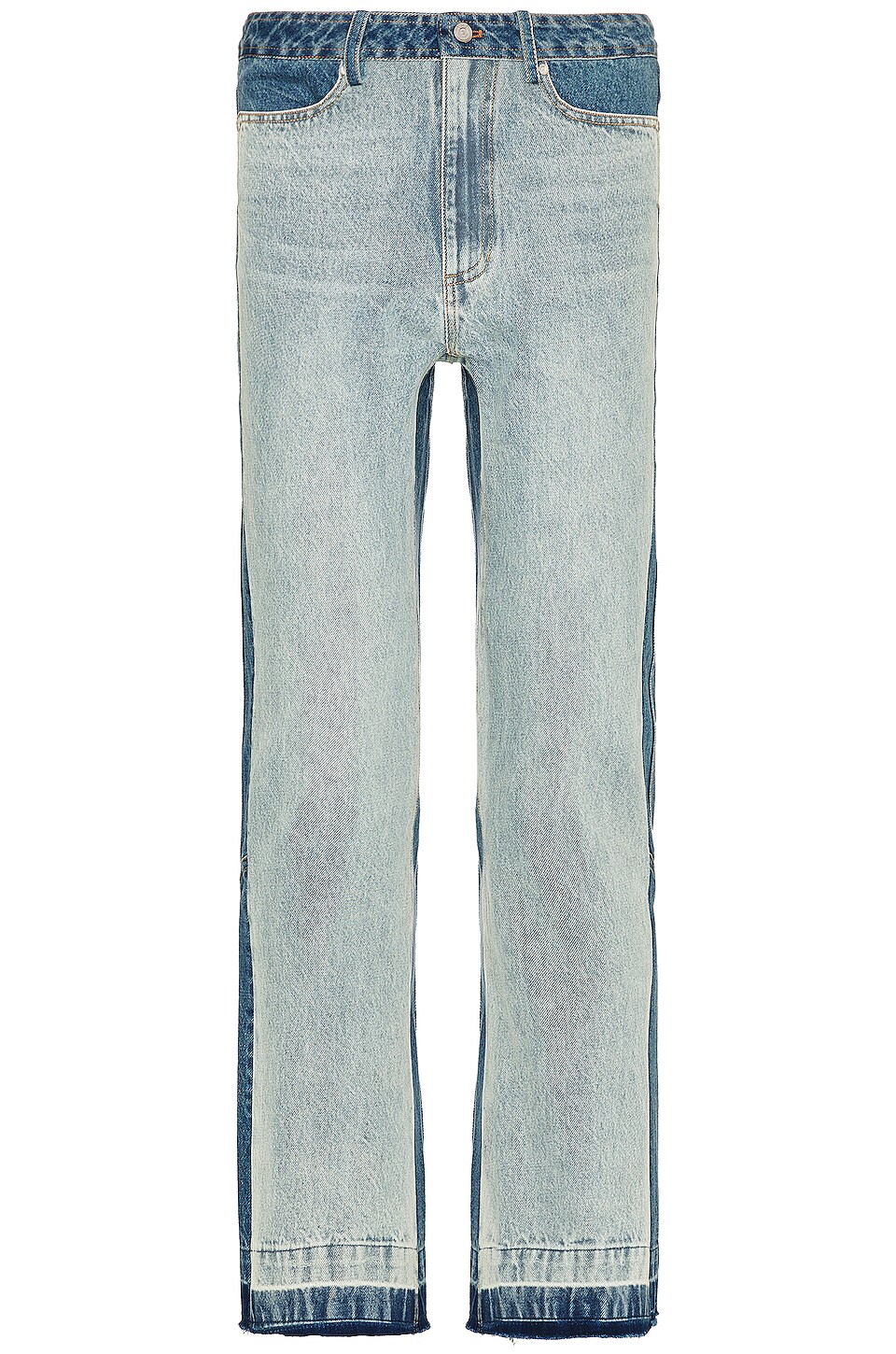 C2H4 Panelled Cropped Straight Jean in Faded Blue