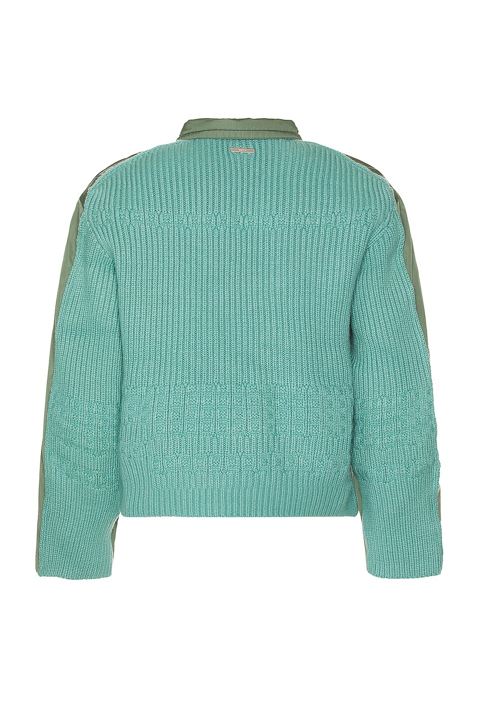 C2H4 Contrast Knitted Flight Jacket in Laurel Green