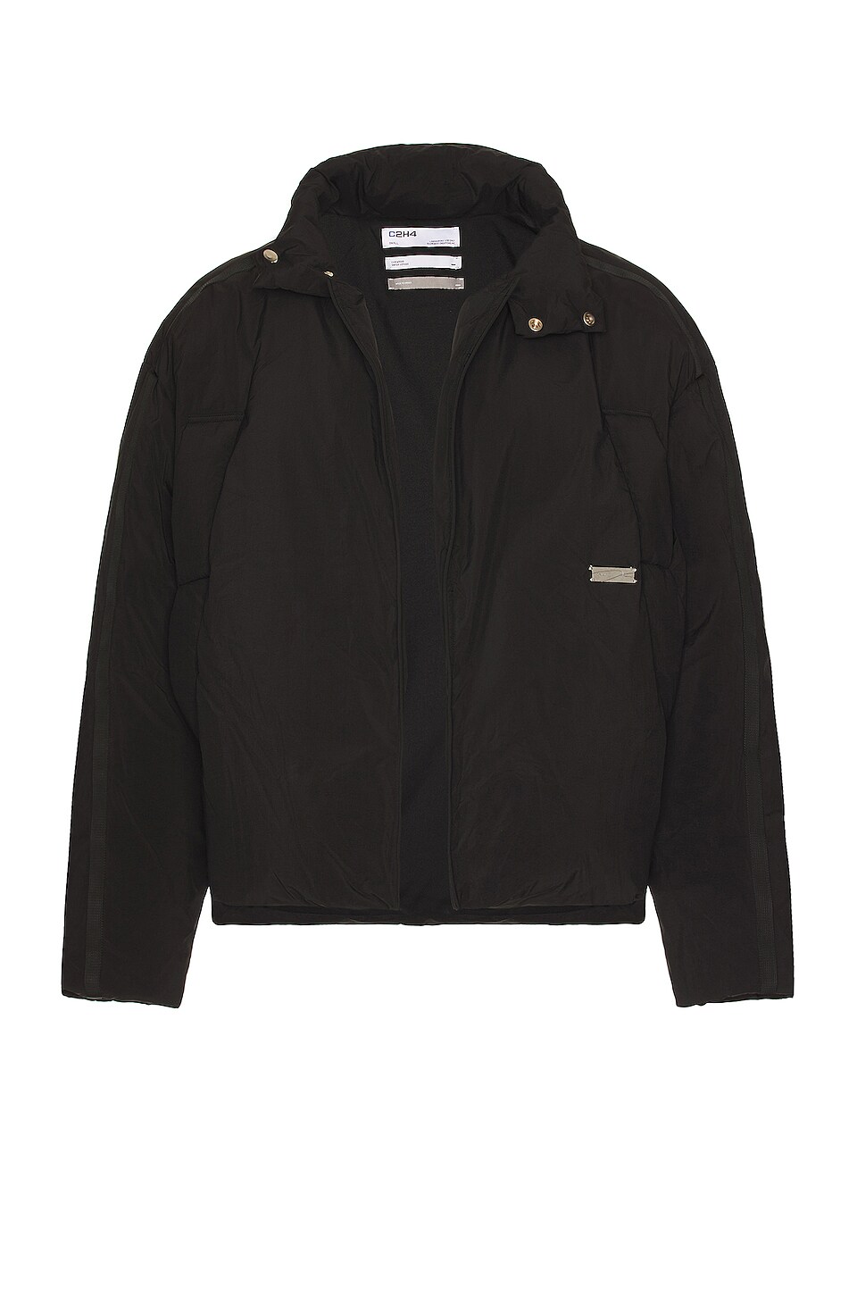 C2H4 Double Placket Down Jacket in Matrix Black